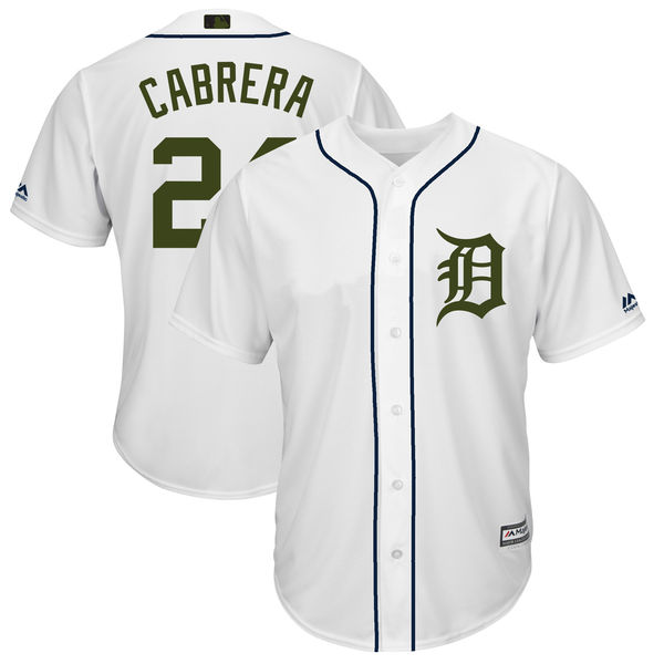 Men's Detroit Tigers #24 Miguel Cabrera White 2018 Memorial Day Cool Base Stitched MLB Jersey
